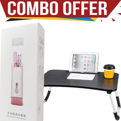 SF Foldable Laptop Table And 7-in-1 Keyboard Cleaner,Earphone Clean, Headset iPad Phone Clean Tools (Combo Offer) image