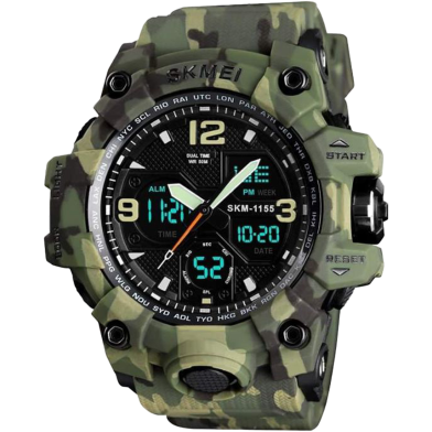 SKMEI 1155B Men’s Large Analog-Digital Sports Watch – 5ATM Waterproof, Dual Display image