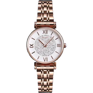 SKMEI 1533 Women’s Rhinestone Quartz Watch – Elegant Stainless Steel Strap image