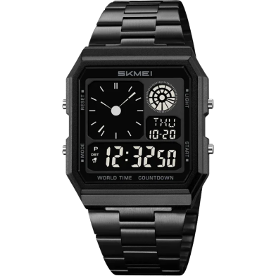 SKMEI 2353 Stainless Steel Back Water Resistant Watch 5 Alarm Luminous Wristwatch image