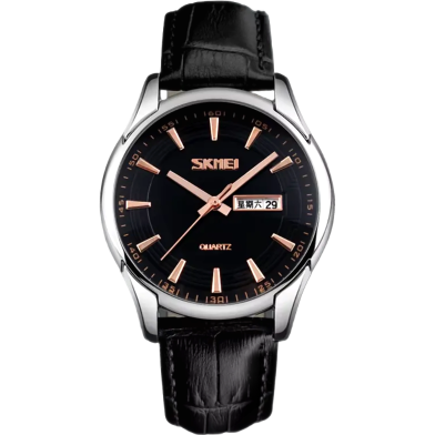 SKMEI 9125 Mens Classic Quartz Watch Leather Strap Business Casual Wristwatch image