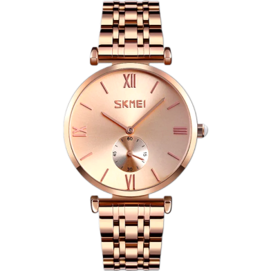 SKMEI 9198 Ladies Stainless Steel Quartz Watch Japan Movement Stylish Waterproof Wristwatch image