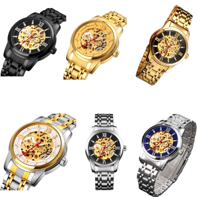 SKMEI 9222 Two-Tone Stainless Steel Automatic Clock For Men image