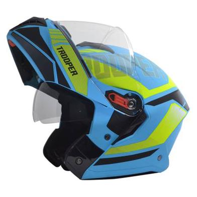 Studds Trooper D1 Flip-Up Full Face With Dual Visor Motorbike Helmet (Matt Blue N5) image