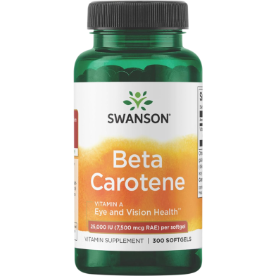 SWANSON Beta Carotene Vitamin A 25000 IU Softgels For Skin Eye And Immune Health Antioxidant Support 7500 mcg 300 Softgels image