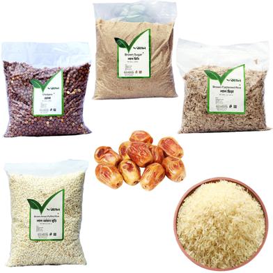 Sadaka Package by Ashol (আসলের সাদাকাহ প্যাকেজ - চাল, খেজুর, ছোলা, চিড়া, চিনি, মুড়ি) image