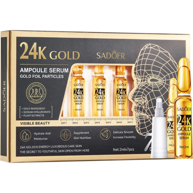 Sadoer 24K Gold Ampoule Serum With Gold Foil Particles – 7 Pcs Set image