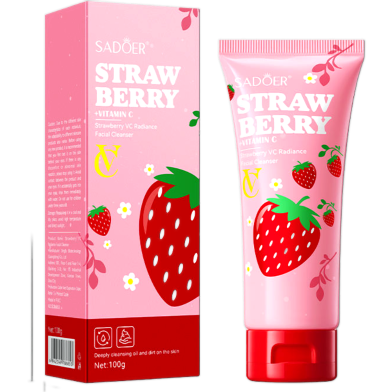 Sadoer Strawberry Vc Facial Cleanser Factory Pore Shrink And Glowing Skin Face Wash 100gm image