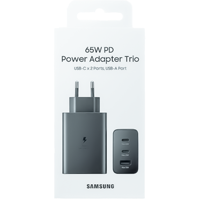 Samsung Original 65W Trio Port Fast Charger PD USB-C Power Adapter for Samsung Galaxy S23 S22 S21 S20 Note 20 Ultra S10 S9 Plus image