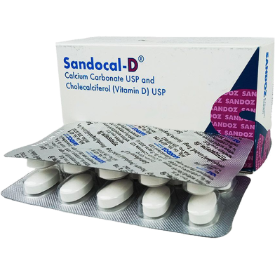 Sandocal-D 500 mg Plus 200 IU 10's Strip Tablet image