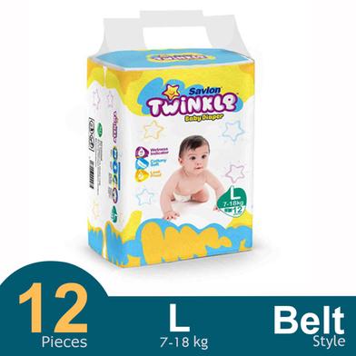 Savlon Twinkle Belt System Baby Diaper (7-18 kg) (12 Pcs) image