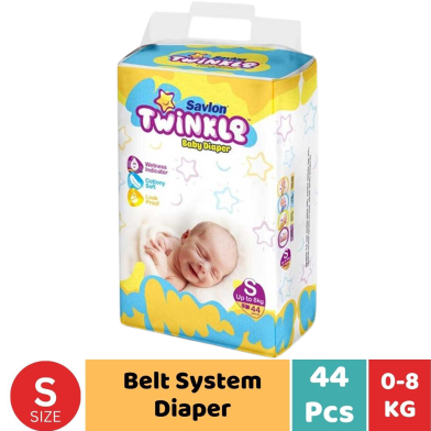 Savlon Twinkle Belt System Baby Diaper Small (0-8 kg) (44 Pcs) image