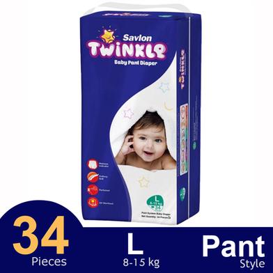 Savlon Twinkle Pant System Baby Diaper (8-15 kg) (34 Pcs) image