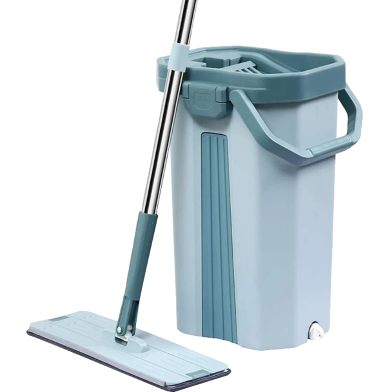 Scratch Mop and Bucket Set - Hands-Free Flat Mop System for Easy Floor Cleaning image