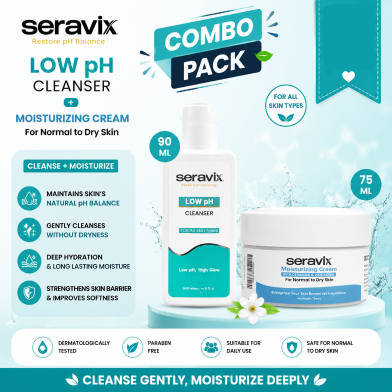 Seravix Low Ph Cleanser 90ml Plus Seravix Moisturizing Cream For Normal To Dry Skin 75ml (Combo Pack) image