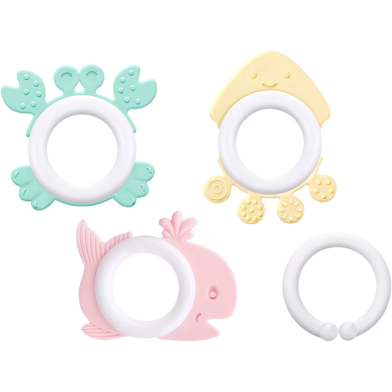 Set Baby Fish Skewers Teether Silicone Head Teether Fitness Educational Toy CN (Any Color) 3pcs image