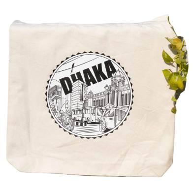 Sevendays Dhaka Line White (Round) Canvas Tote Bag image