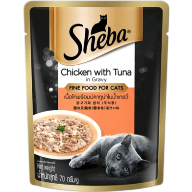 Sheba Cat Pouch Food - Chicken with Tuna Gravy 70g | Cat Wet Food image