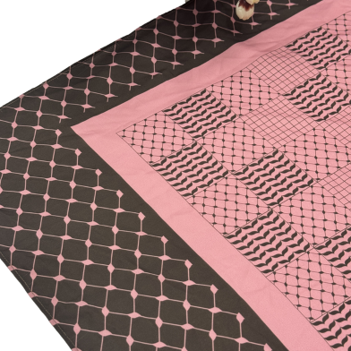 Shilpaholic Light Pink And Coffee Check Keffiyah Hijab image