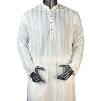 Shilpaholic Milk White Hand Embrodered Panjabi image