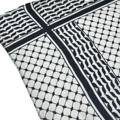 Shilpaholic White And Black Chiffon Keffiyeh Hijab image