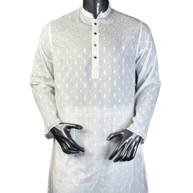 Shilpaholic White Hand Embrodered Panjabi image
