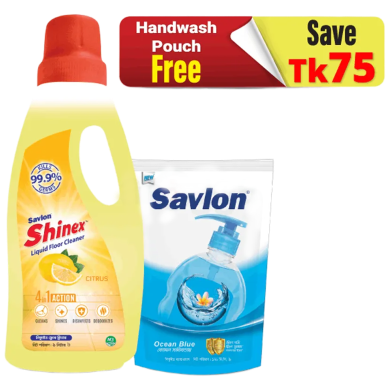 Shinex Floor Cleaner Citrus 1 ltr. Get Savlon Hand Wash 170ml(Ocean Blue) FREE image