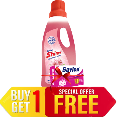 Shinex Floor Cleaner Floral 1Ltr (Buy 1 Get 1 Savlon Mild Soap 75 gm FREE) image