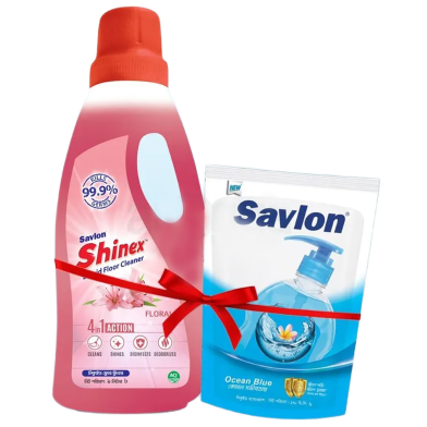 Shinex Floor Cleaner Floral 1 ltr. Get Savlon Hand Wash 170ml(Ocean Blue) FREE image