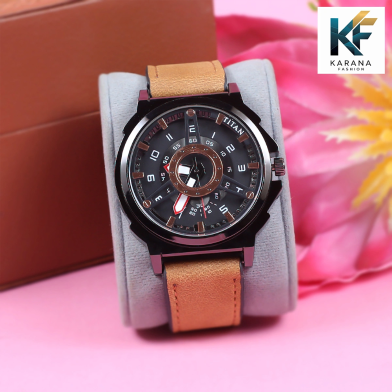 Signature Trendy Analogue Dial With a Brown Leather Star Watch for Men image
