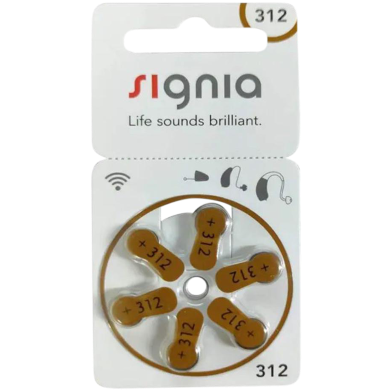 Signia Hearing Aid Battery Size 312, Pack of 6 Batteries image