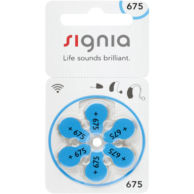 Signia Hearing Aid Battery Size 675, Pack of 6 Batteries image