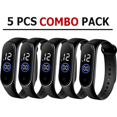 Silicon New Fashion Touch LED Sports Waterproof Watch Combo Offer - 5 Pcs image