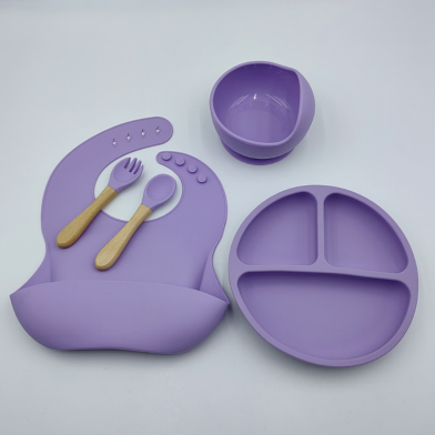 Silicon Toddler Kids Baby Feeding Set 5 Psc Any Color image
