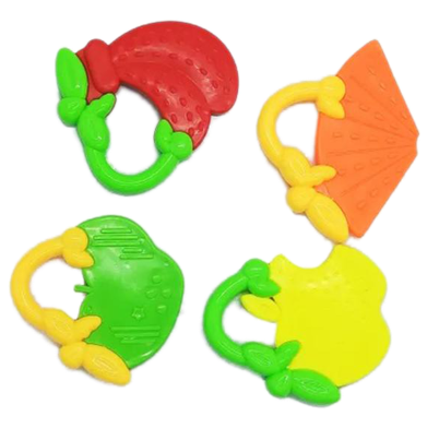 Silicone Baby Teether Fruit Shape Baby Teething Set For New Born Baby (teether_4pcs_set) image