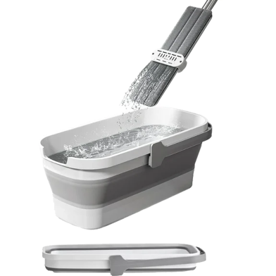 Silicone Bucket Mop 360 Degree Rotating Flat Mop With Self-Wringing image