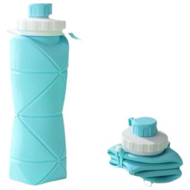 Silicone Foldable Water Bottle For Traveling And Outdoor Sports, Summer Essentials - Blue image