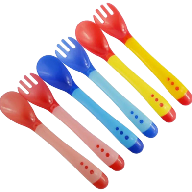 Silicone Plus P.P Baby Soft Head Frok Spoon Spoon Children To Eat Spoon Supplementary Food Bowl Spoon - 1 pair image