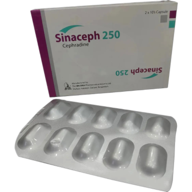 Sinaceph 250 mg Capsule 10's strip image