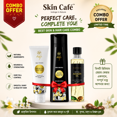 Skin Cafe Biotin Shampoo, Skin Cafe Conditioner And Hawaa Hair Fall Avenger Oil 250ml (Combo 2) image