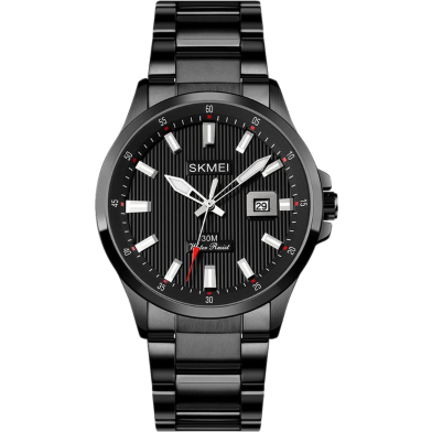 Skmei Fashion Trend Men's Steel Band Quartz Watch Hollow Calendar Waterproof Luminous Watch image