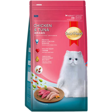 SmartHeart Adult Dry Cat Food Chicken and Tuna Flavor 480 gm image