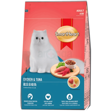 SmartHeart Adult Dry Cat Food Chicken and Tuna Flavour 3kg 400g Free image