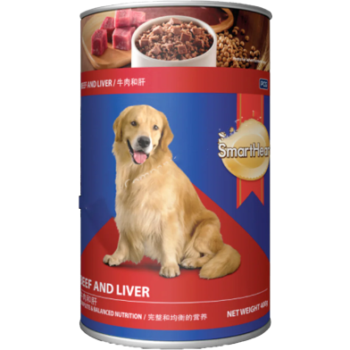 SmartHeart Canned Wet Dog Food Beef and Liver Flavour 400 gm image