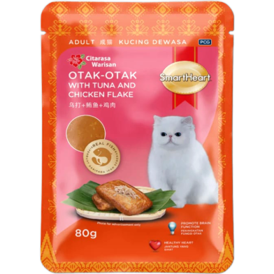 SmartHeart Cat Pouch Food - Otak-otak with Tuna and Chicken Flake 80g image