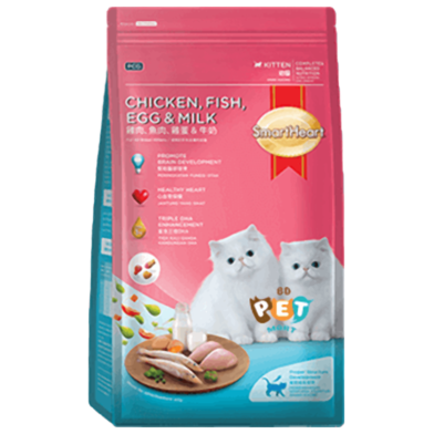 SmartHeart Kitten Dry Cat Food Chicken, Fish, Egg and Milk Flavour 1.1kg image