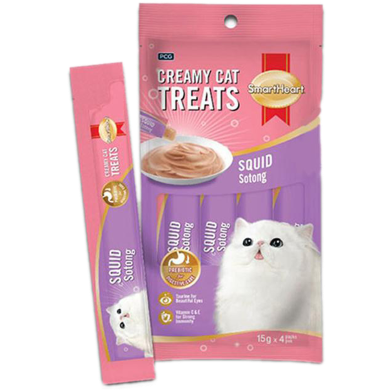 SmartHeart Lickable Cat Treat Squid Flavour 4 x 15g image