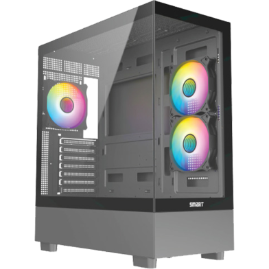 Smart A21-Ultra Mid Tower ATX Black Case with 3 ARGB Fan Without PSU image