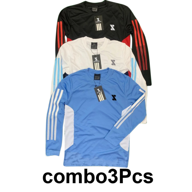 Smug Premium Full Sleeve T Shirt Combo 3 Pcs Black White And Sky Blue image