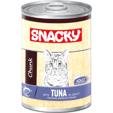 Snacky Adult Cat Can Food Tuna In Gravy 400Gm | Cat Wet Food image